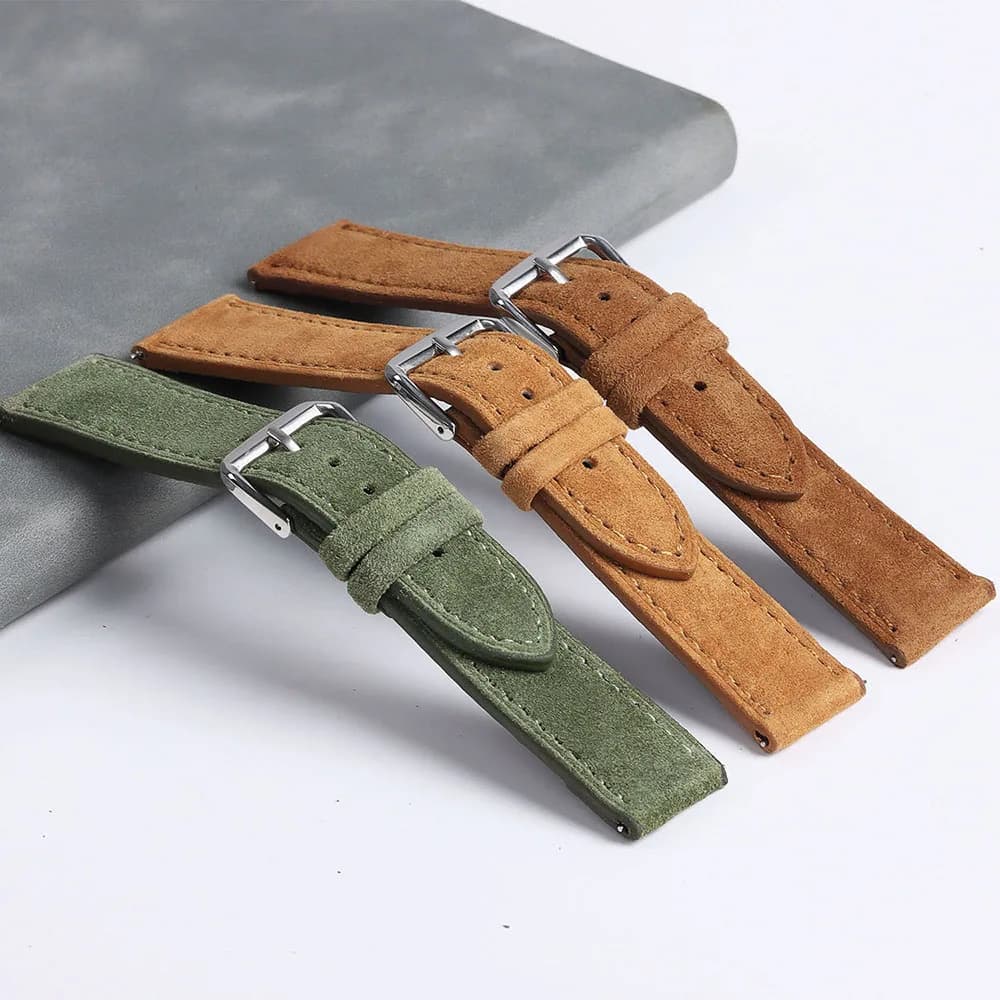 Watch Strap 18mm 19mm 20mm 22mm Suede Cowhide Handmade New Vintage Band Gray for — image 5