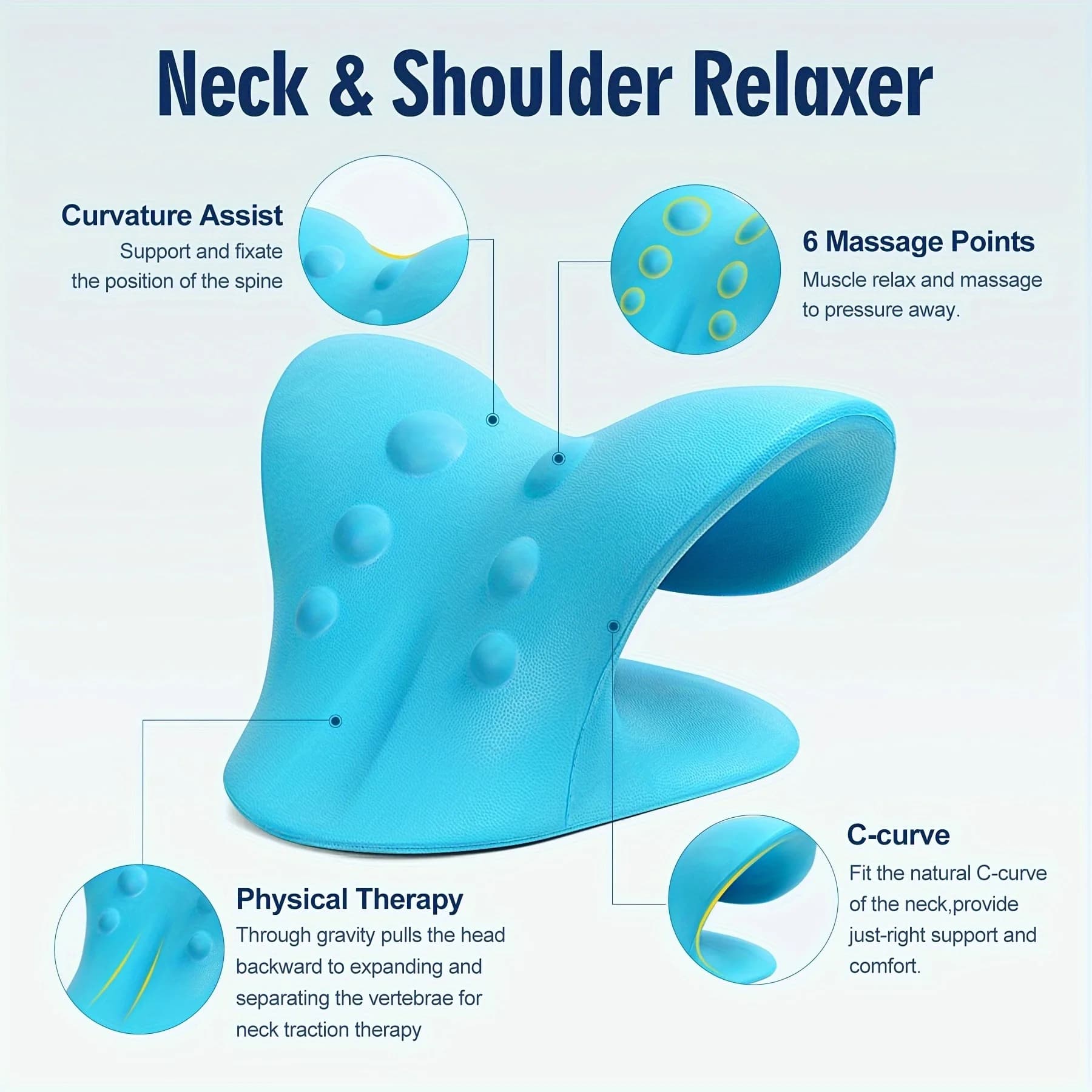 Neck and Shoulder Relaxer Cervical Traction Device Pillow Stretcher — image 4