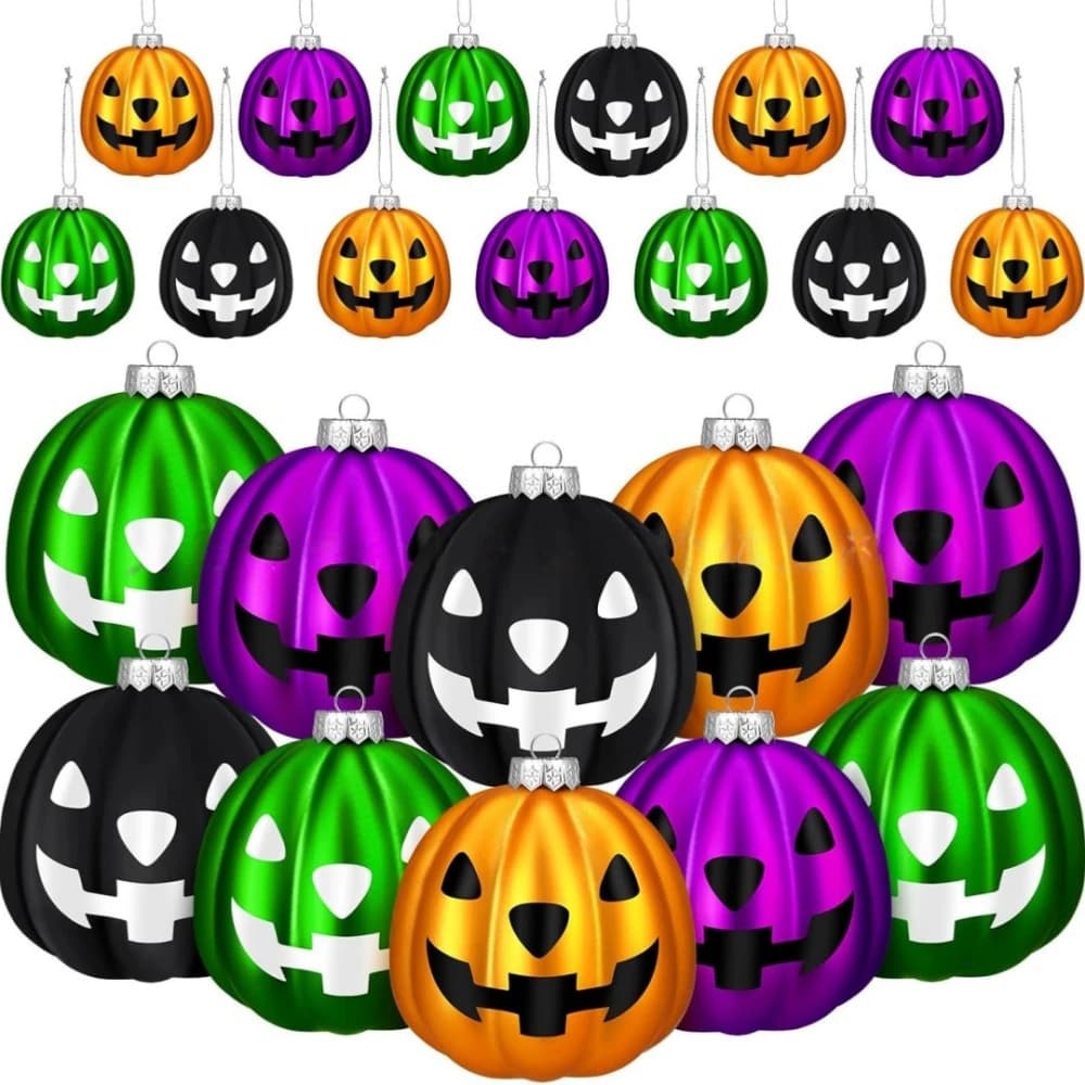 36 Pcs Wooden Halloween Pumpkin Pendants Colourful Decoration Props Theme — image 2