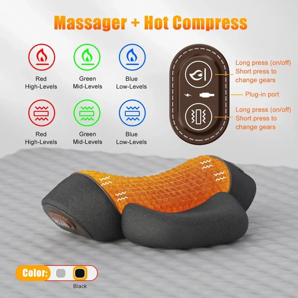 Electric Neck Massager Cervical Pillow Hot Compress Heating Vibration New Back U — image 6