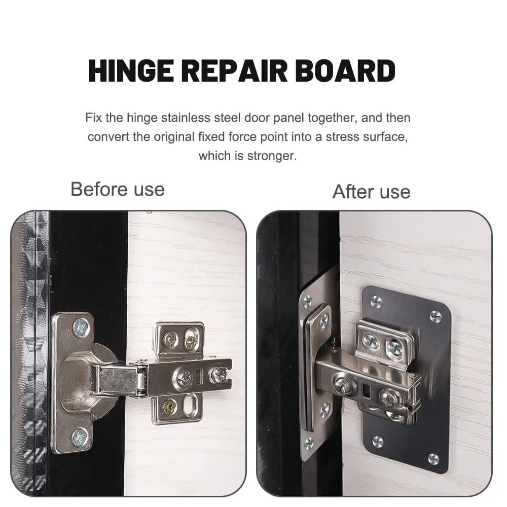 Stainless Steel Hinge Fixing Plate Kit Cabinet Door Repair New 2Pcs Bracket With — image 5