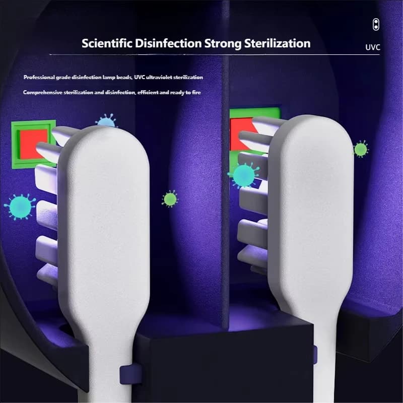 USB Rechargeable Smart Toothbrush Sterilizer UV Disinfection Wall-Mounted Air Drying Holder — image 3