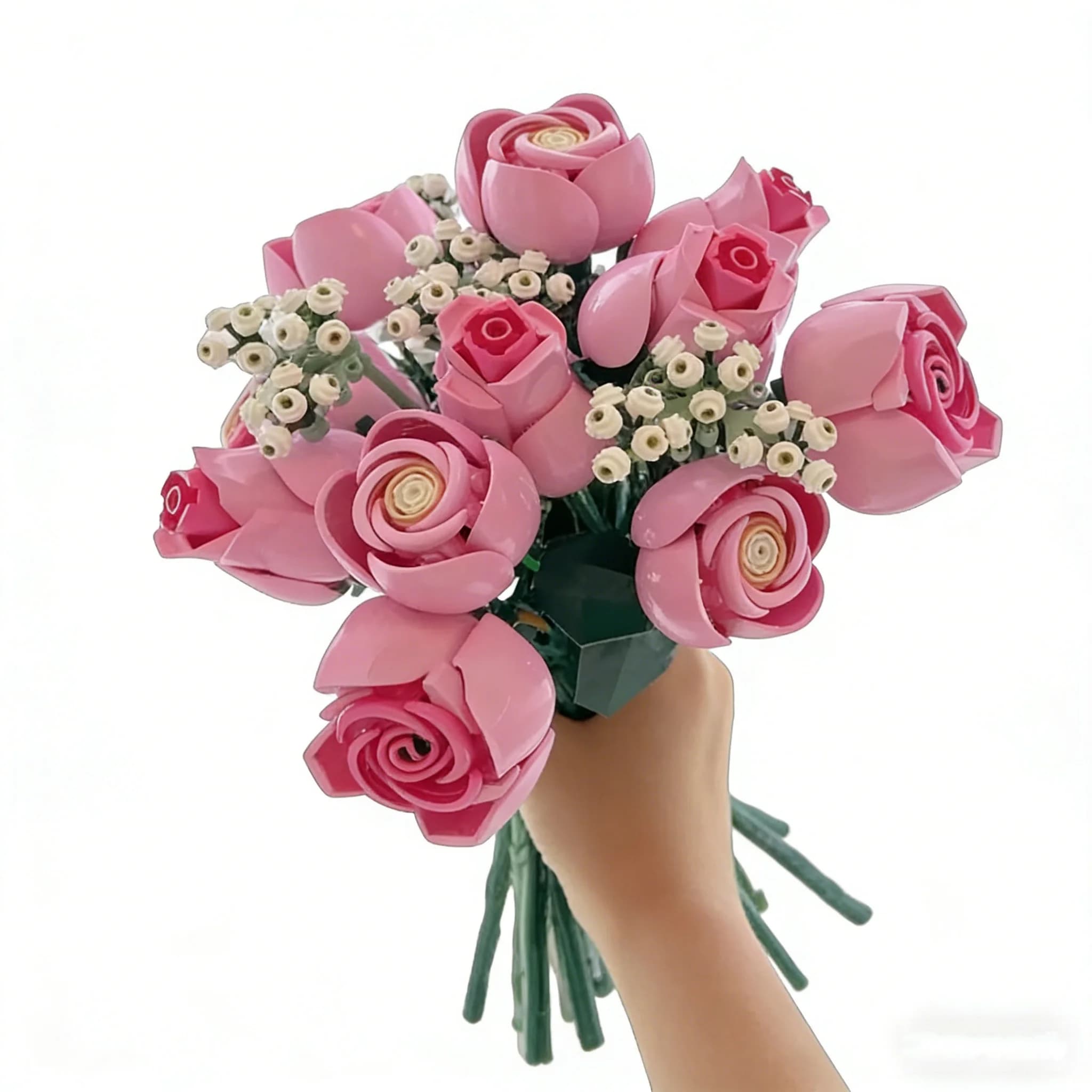 Pink Rose Bouquet Building Blocks Set 789 Pcs Flower Decor — image 6