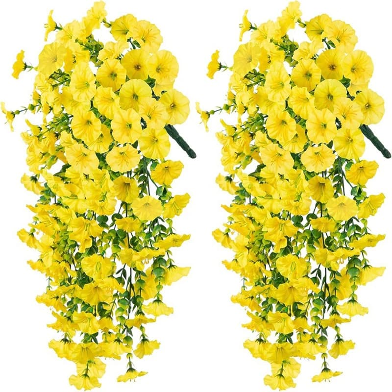 Artificial Morning Glory Hanging Vine Flowers 75cm Faux Plant Decor White | 2 Pcs — image 9