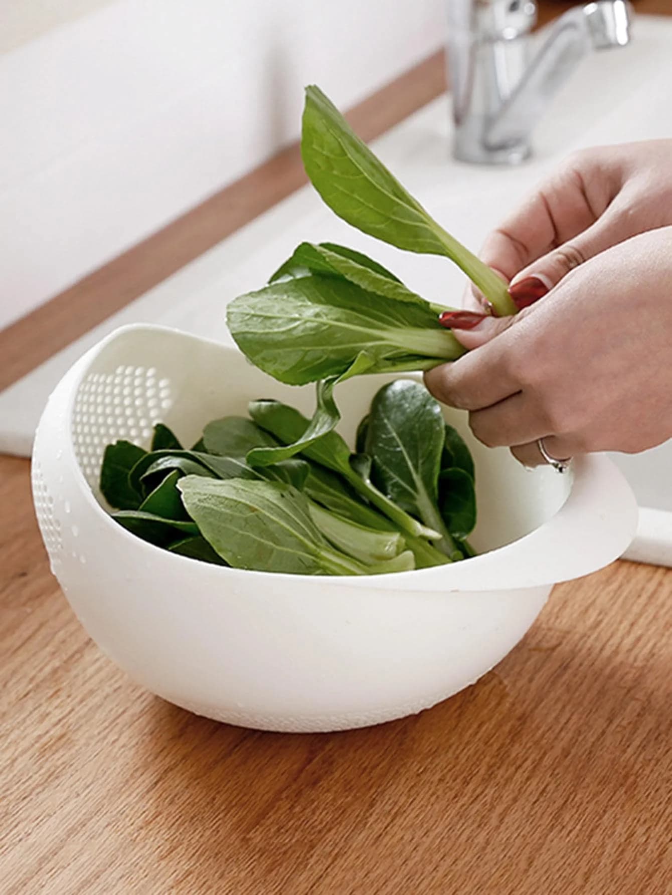 3 Pcs Colander Rice Bowl Drain Basket Fruit Washing Kitchen Organiser — image 5