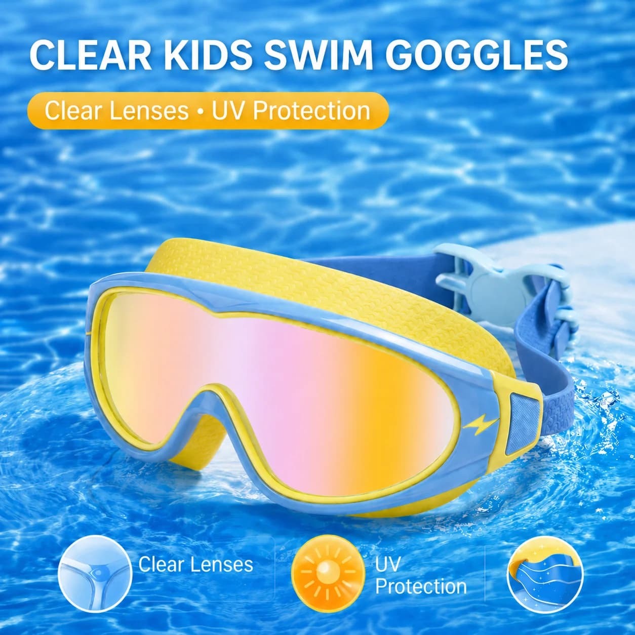 Kids Swimming Goggles Anti-Fog Wide View Big Frame for Boys Girls Ages 3-15 — image 13