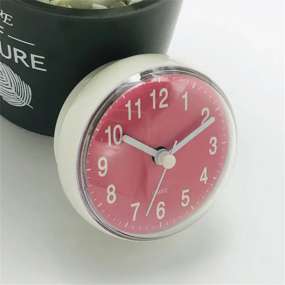 Mini Waterproof Anti-Fog Bathroom Wall Clock with Suction Cup 7cm Round Shower Clock — image 3