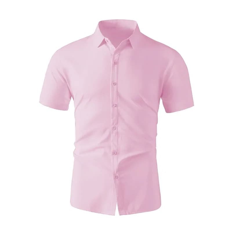 Men's Business Casual Short Sleeve Shirt Summer No-Iron Versatile Solid Colour — image 5