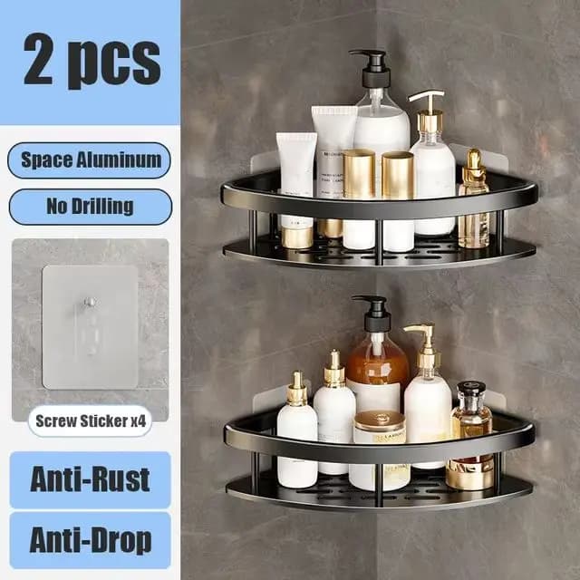 No-Drill Wall Mounted Bathroom Shelf Shower Rack for Shampoo Bottles — image 19