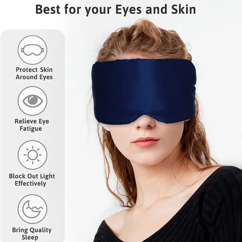 Silk Sleep Mask Soft Pressureless Sleeping Eye Mask Adjustable Velcro Wide Ear U — image 3