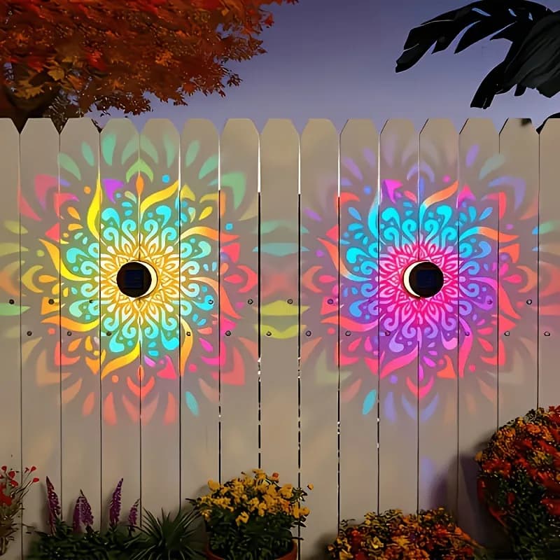 Solar Mandala Wall Lamp Outdoor LED Waterproof Fence Garden Decoration for Lawn — image 2