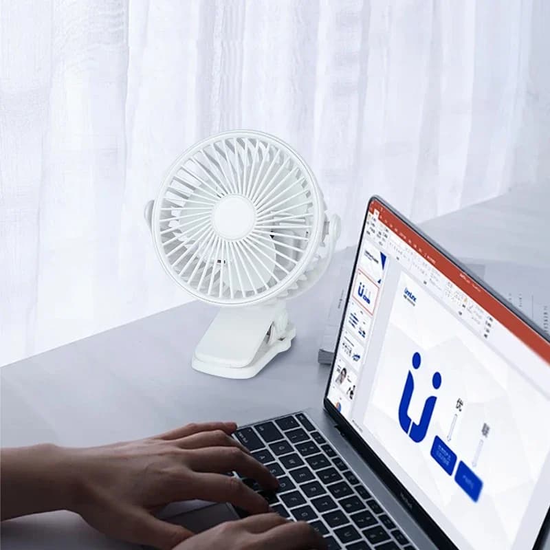 USB Rechargeable Clip-On Table Fan Portable Mini Desk Fan with Night Light — image 3
