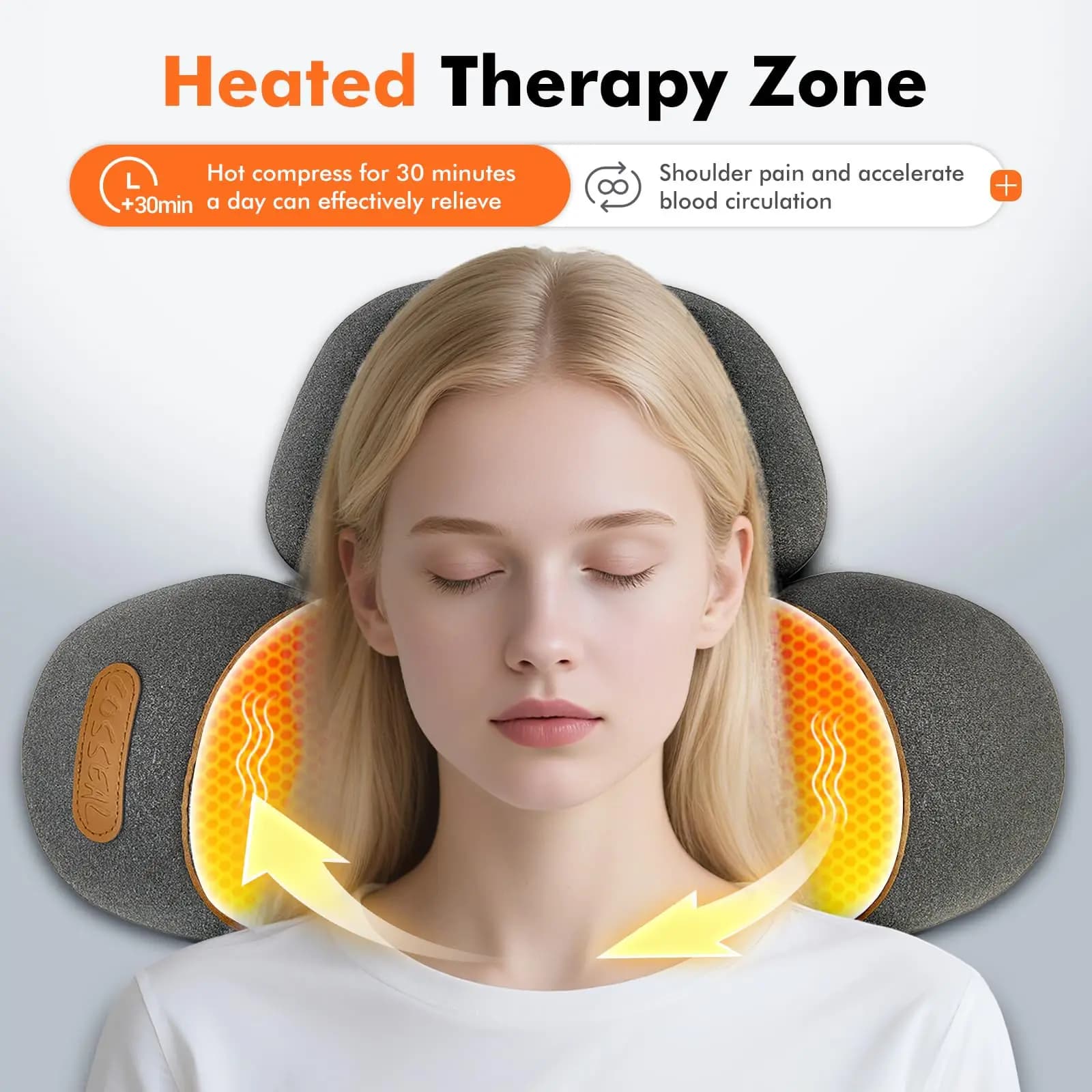 Neck Massager Pillow Shoulder Deep Tissue Heating Traction — image 4