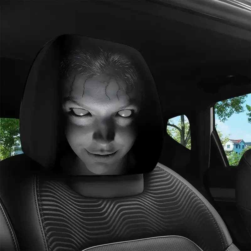 Car Headrest Covers Halloween Horror Face Print Universal Elastic 2 Pcs UK — image 5