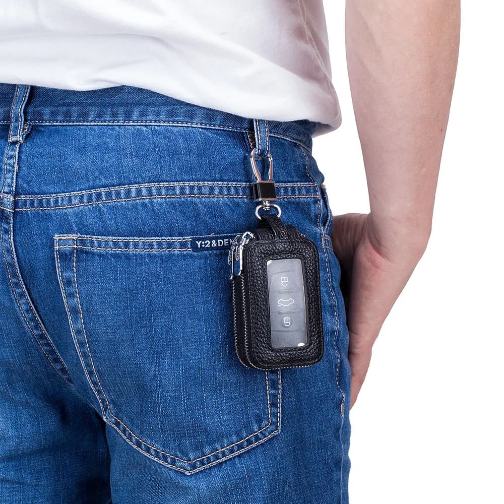 Genuine Leather Car Key Wallet Zipper Key Organiser Case Unisex — image 4