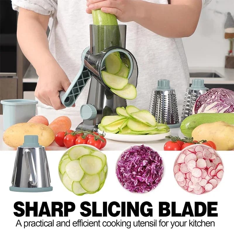 Manual Rotary Cheese Grater 3-in-1 Vegetable Slicer and Nut Grinder for Kitchen — image 2