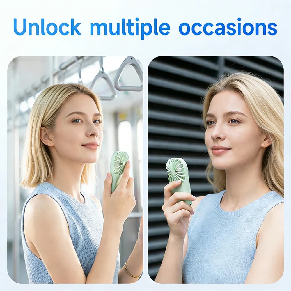 Handheld Mini Fan USB Rechargeable Portable Speed Adjustable New 1200mAh Small U — image 2