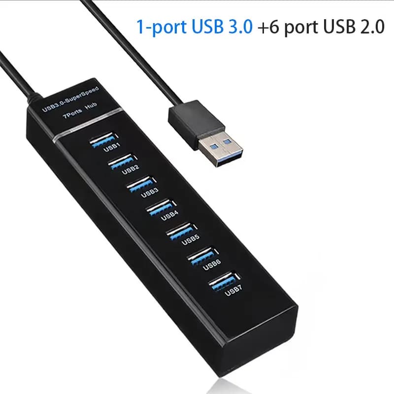 USB 3.0 2.0 Hub Cable Splitter Adapter with DC Power for Laptop Keyboard Disk — image 7
