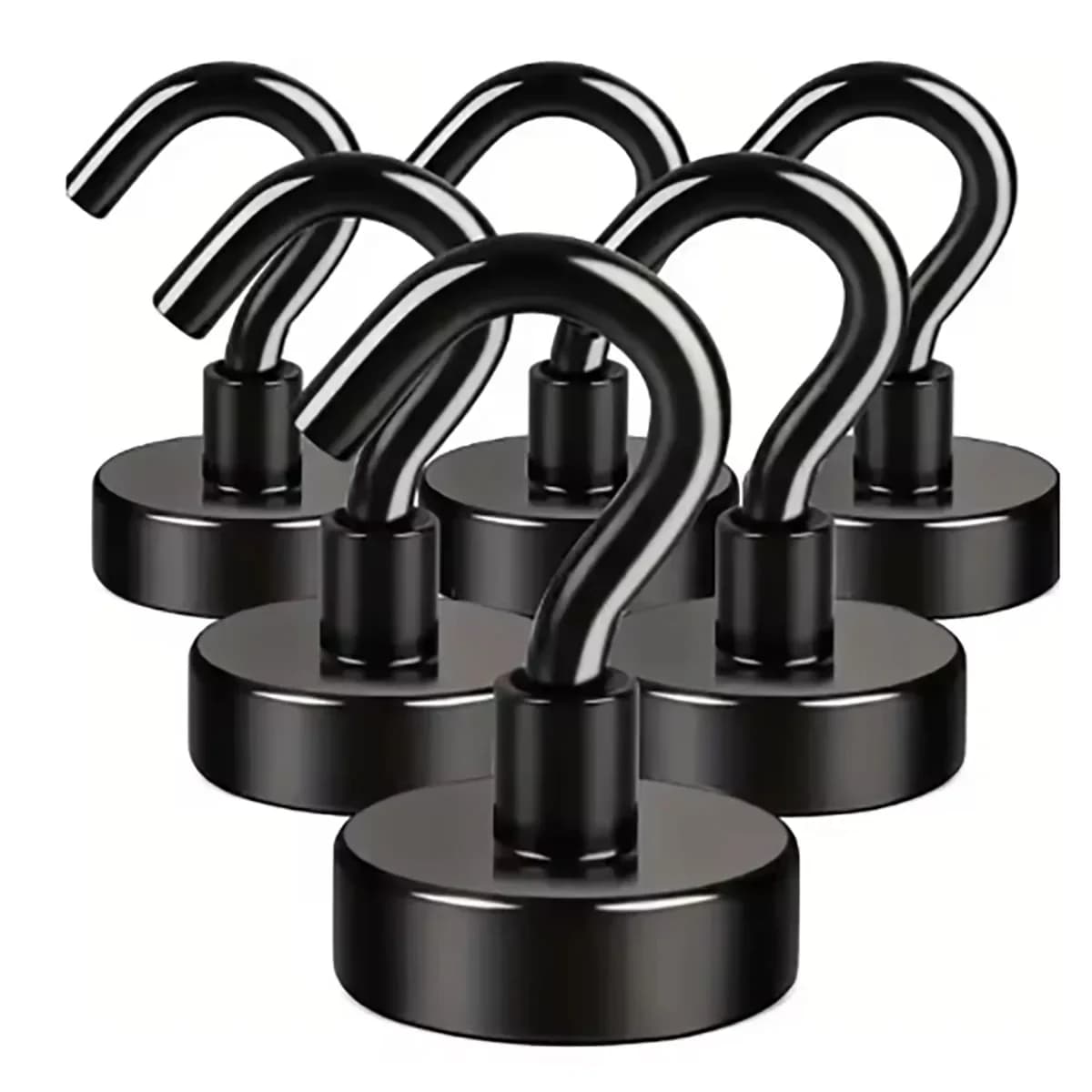 6 Pcs Strong Magnetic Hooks Punch-Free Wall Magnet Hooks for Keys Coat Hanging — image 6