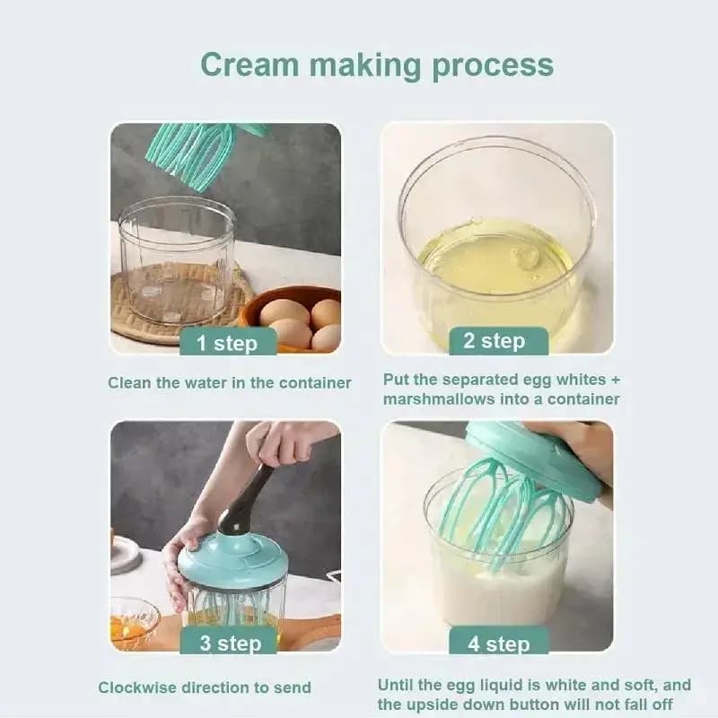 Silicone Egg Beater Manual Mixer Self-Rotating Kitchen Cooking Tool — image 5