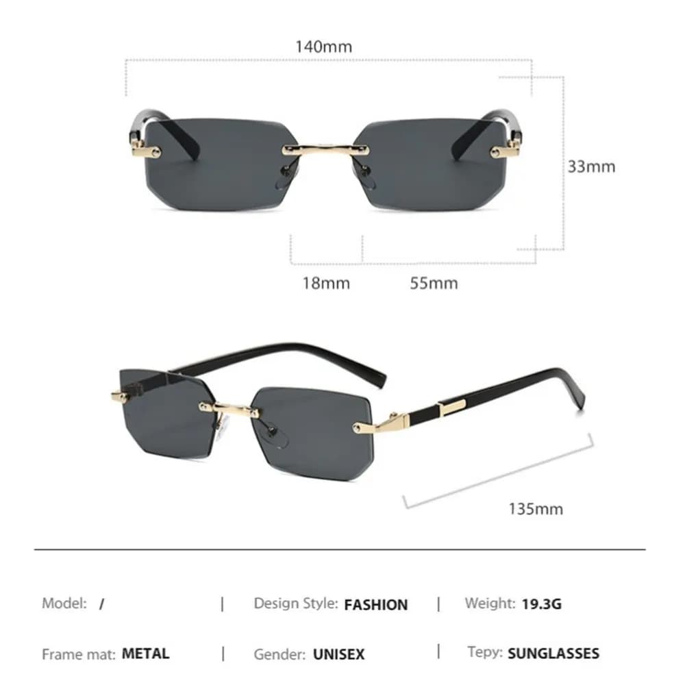 Rimless Cut Edge Rectangle Sunglasses Unisex Frameless New Eyewear Designer Y2k — image 2