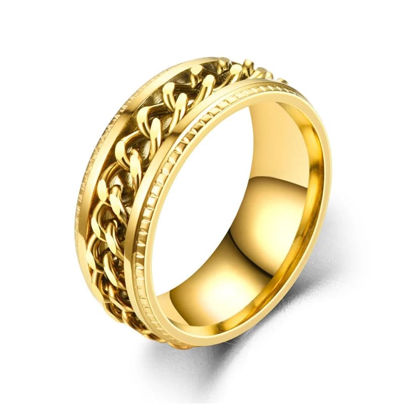 Rotating Stainless Steel Spinner Ring Anti-Anxiety Fidget Punk Couple Ring — image 17