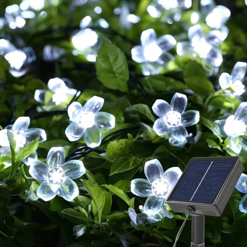 Solar Festoon LED Cherry Blossom Fairy Light String 5m 7m 12m Outdoor Garden Wedding — image 7