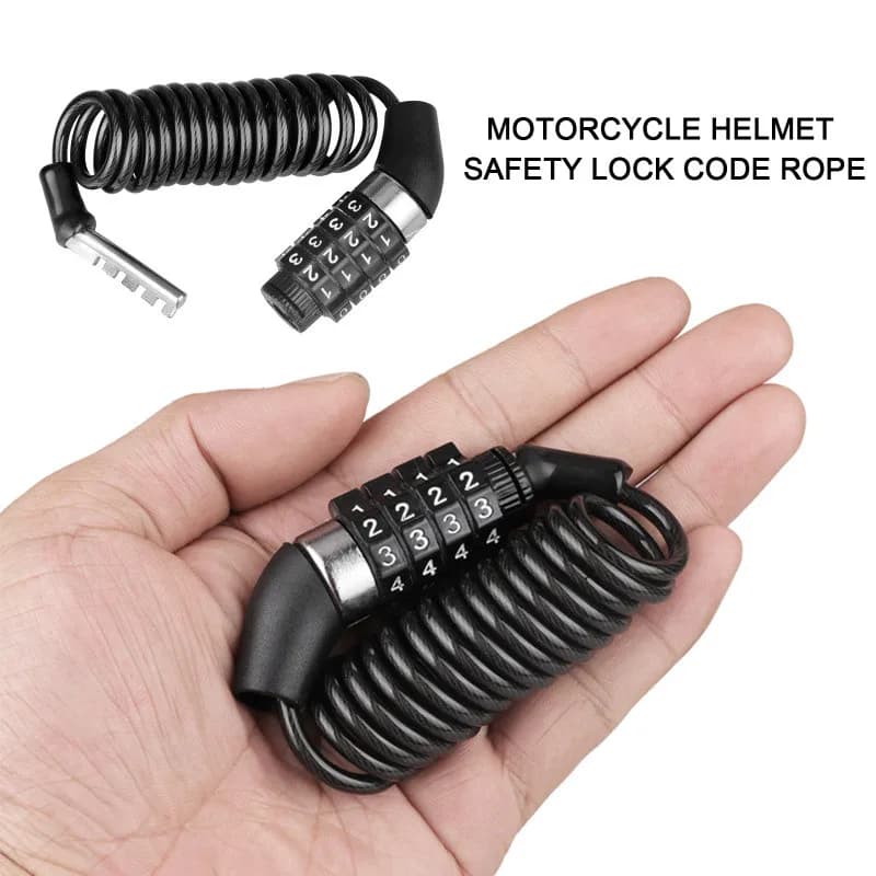 Motorcycle Bicycle Anti-Theft Chain Lock 4-Digit Combination Helmet Lock — image 3