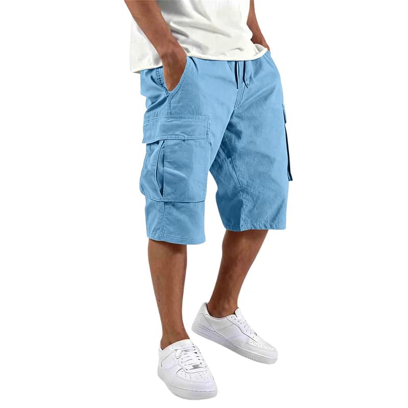 Men's Cargo Shorts Loose Fit Multi-Pocket Drawstring Summer Straight UK — image 12