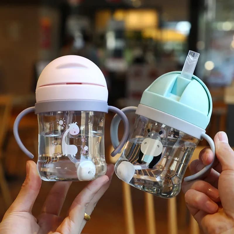 Children's Water Bottle with Straw Double Handle Leak-Proof Kids Cup — image 6