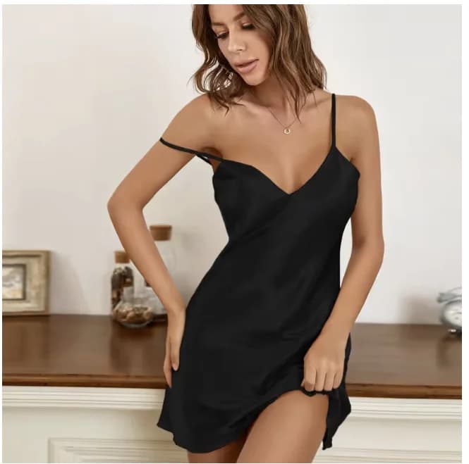 Sexy Suspender Nightgown Dress Women Sleepwear Silky Satin New Summer Nightdress — image 6