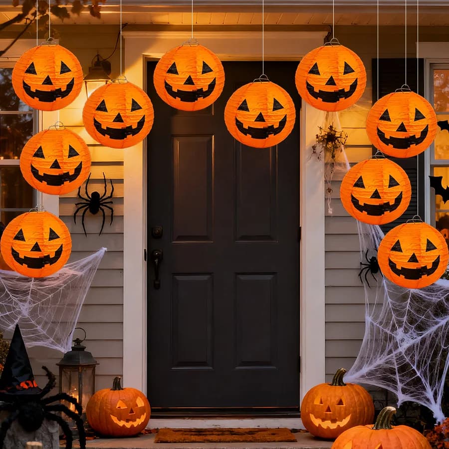 Halloween Pumpkin Lanterns Paper Decoration Hanging Ornament for Home UK — image 6