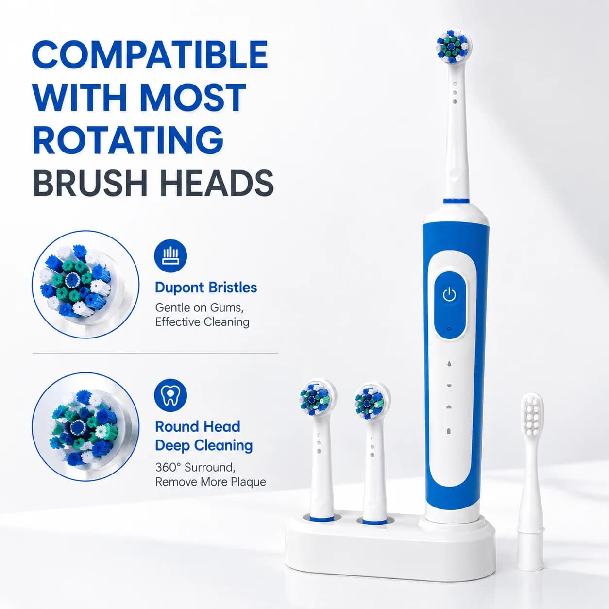 Rotary Electric Toothbrush for Adults 3 Modes IPX7 Waterproof — image 4