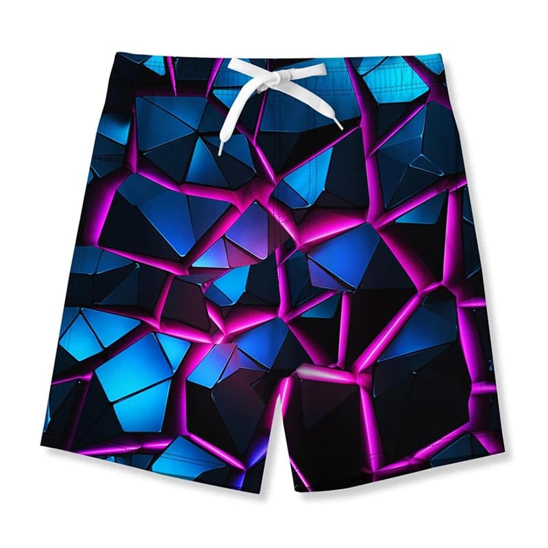 Men's Beach Shorts 3D Neon Print Colourful Board Shorts Swim Trunks Harajuku — image 3