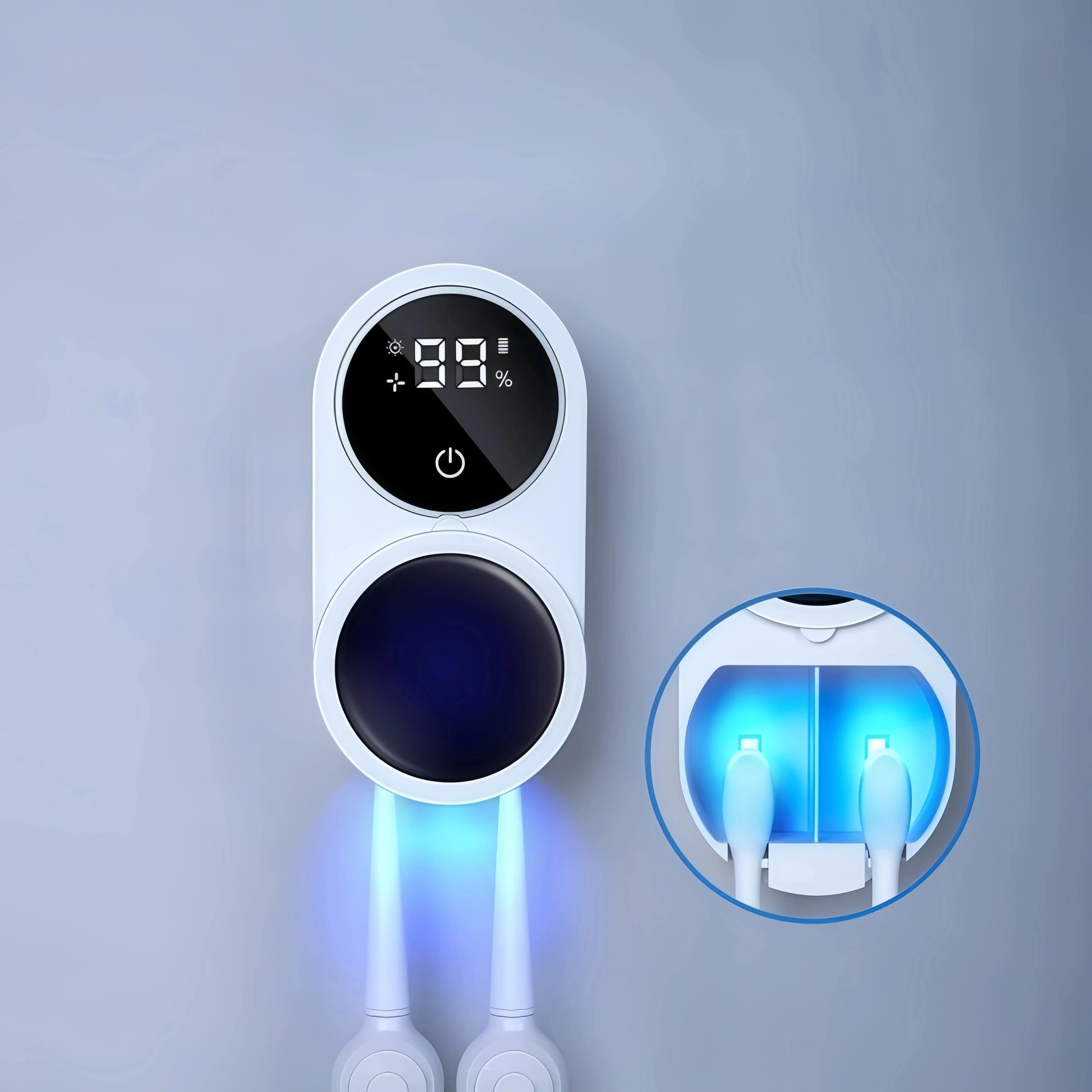 USB Rechargeable Smart Toothbrush Sterilizer UV Disinfection Wall-Mounted Air Drying Holder