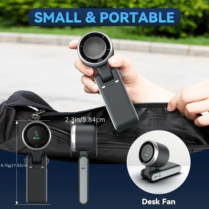 3-in-1 Rechargeable Mini Fan 5-Speed USB 3600mAh Lithium Battery — image 3
