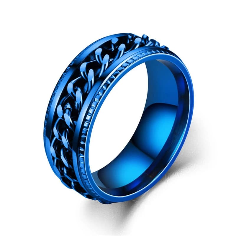 Rotating Stainless Steel Spinner Ring Anti-Anxiety Fidget Punk Couple Ring — image 14