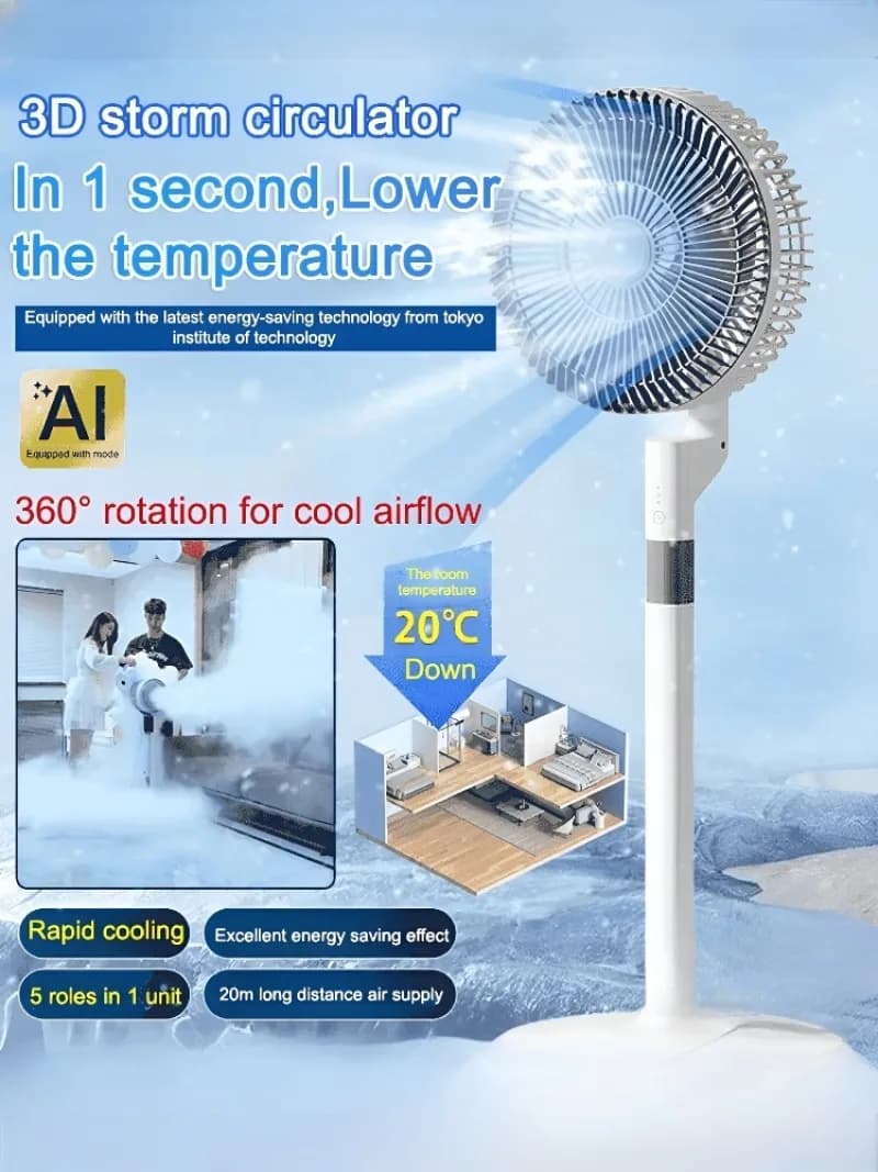 Portable 3D Circulation Fan Desktop Adjustable Speed Quiet Strong Airflow — image 2