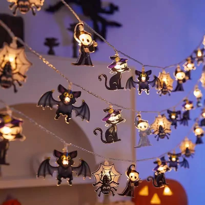 Halloween LED String Lights Pumpkin Ghost Spider Web Hanging Fairy Light Lamp UK — image 7