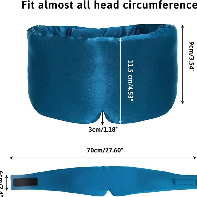 Silk Sleep Mask Soft Pressureless Sleeping Eye Mask Adjustable Velcro Wide Ear U — image 4