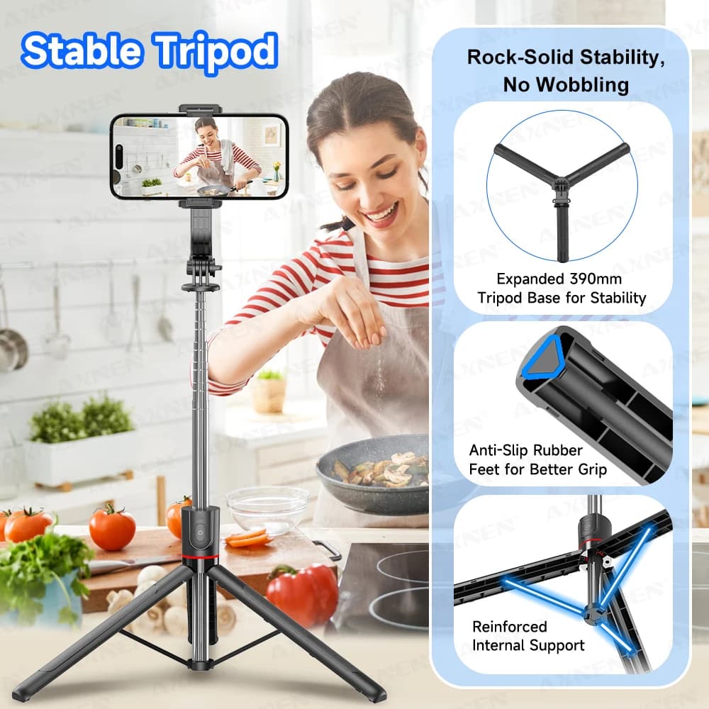 Selfie Stick Tripod Bluetooth Remote 6-Section Extendable Phone Vlog New F15 360 — image 5