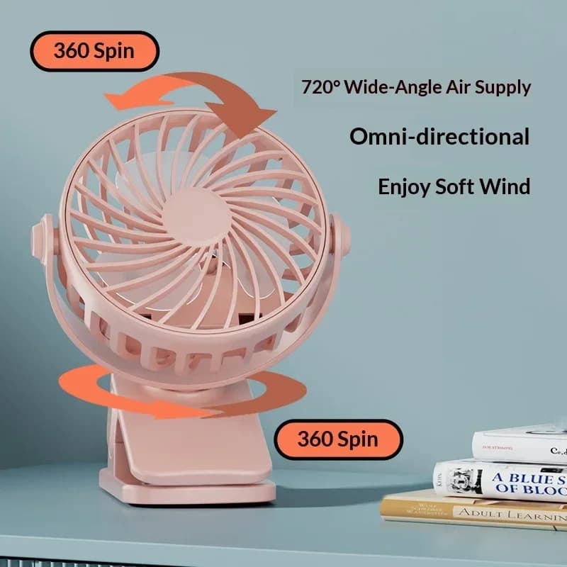 720° Rotatable Clip Fan Portable Mini Cooler USB Rechargeable New Built Night UK — image 5
