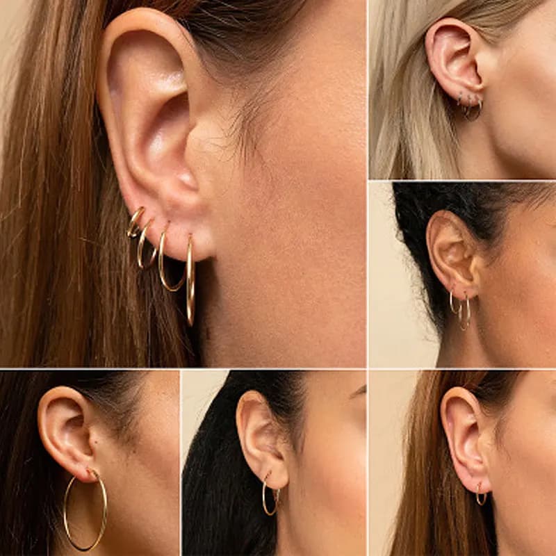 2 Pcs Stainless Steel Round Hoop Earrings Huggie Gold Silver Punk Women Men — image 4
