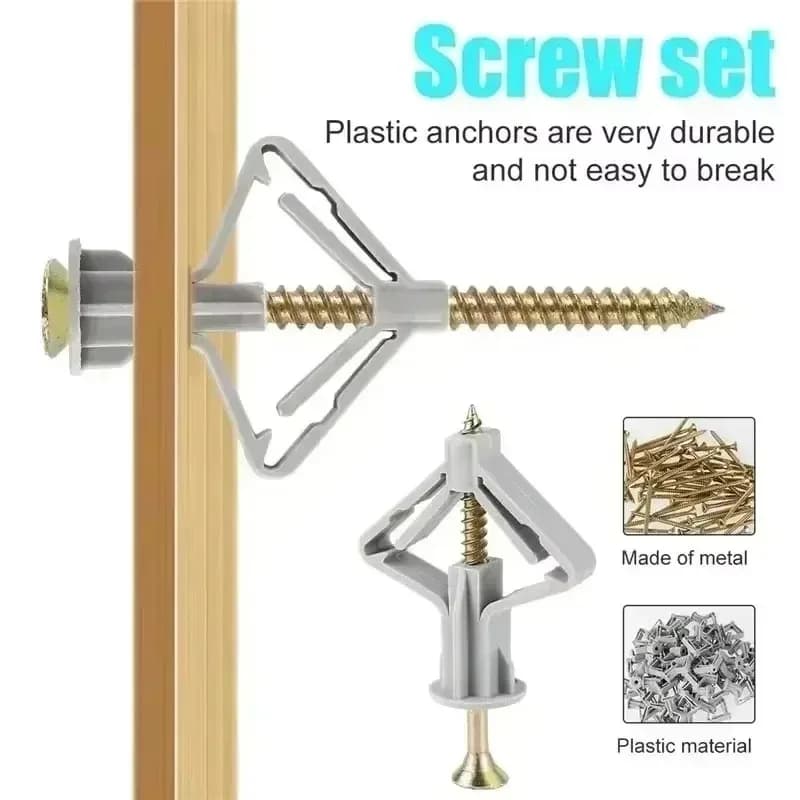 200 Pcs Drywall Anchors Expansion Plugs Self-Drilling Gypsum Board Wall Fixing UK — image 2