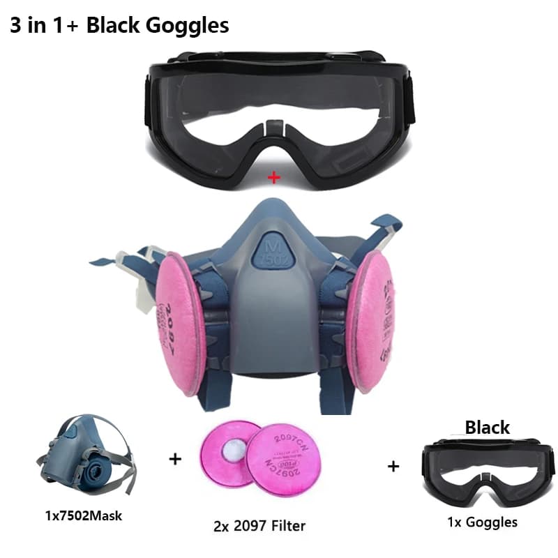 Gas Mask Respirator 7502 Silicone Filter Goggles Set Dust Paint New With 2097 UK — image 7