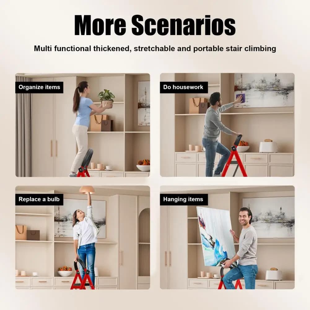 3 Step Ladder Folding Stool 330lbs Load Capacity Home RV Work New Multi Purpose — image 4