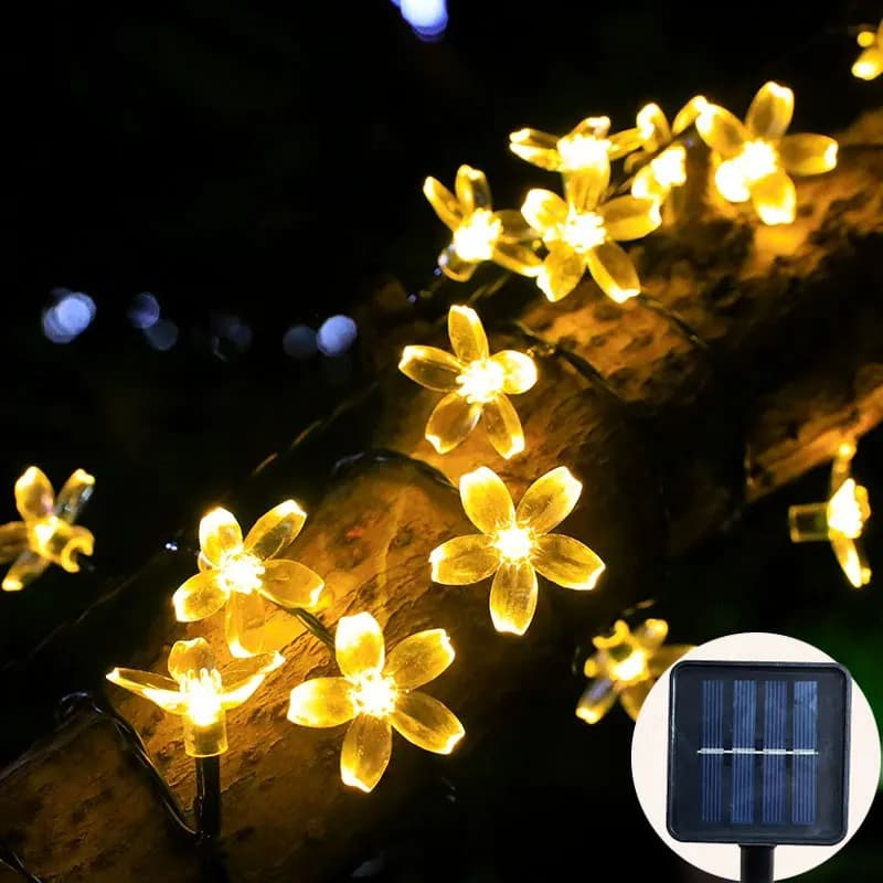 Solar Festoon LED Cherry Blossom Fairy Light String 5m 7m 12m Outdoor Garden Wedding — image 4