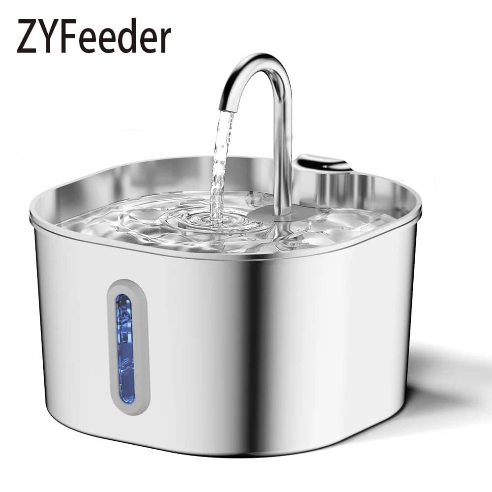 Automatic Water Fountain 2.2L Stainless Steel Pet Cat Dog Bowl New ZYFeeder With — image 12