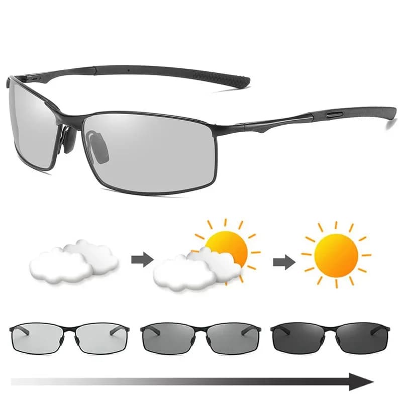 Photochromic Polarized Men Sunglasses Metal Square Driving UV400 New Male Sports — image 3