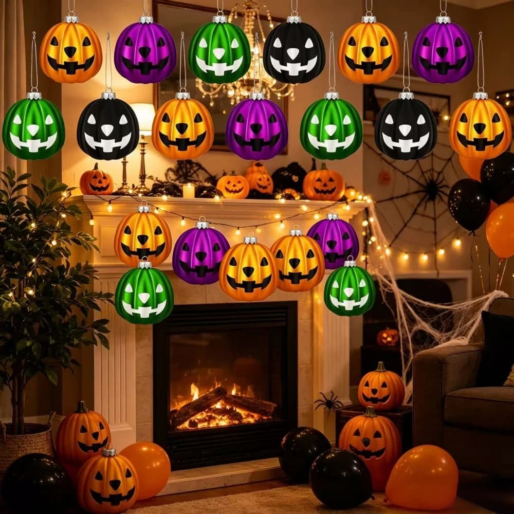 36 Pcs Wooden Halloween Pumpkin Pendants Colourful Decoration Props Theme — image 6